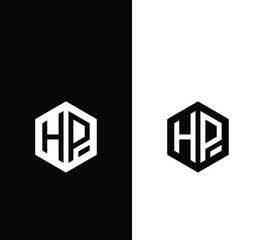 Hexagonal Letter HP Logo Design