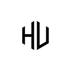 Hexagonal Letter HU Logo Design