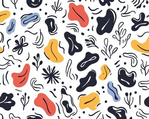 Fototapeta premium Serene Flowing Abstract Pattern Muted Organic Shapes in Flat Design for Modern Aesthetic and Contemporary Decor