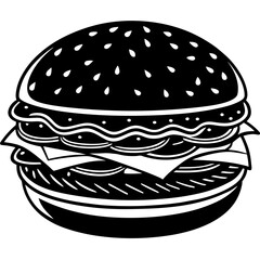burger and fries on white background