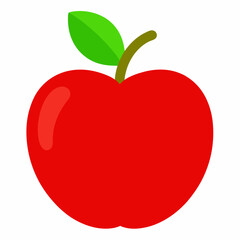 red apple with leaf on white background