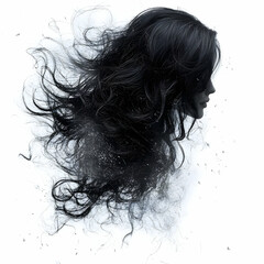 Abstract Illustration - Woman with Flowing Black Hair