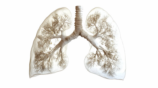 Illustration of Human Lungs with Bronchial Tree