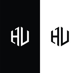 Hexagonal Letter HU Logo Design