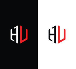 Hexagonal Letter HU Logo Design