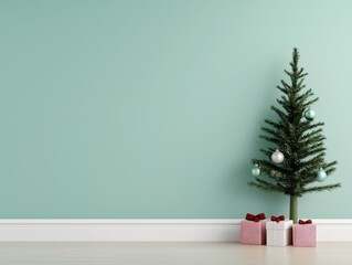 Mini Christmas Tree with Gifts in Cozy Setting