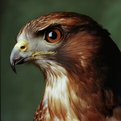 Obraz premium Hawk Portrait: A Close-Up Look at a Sharp-Eyed Predator