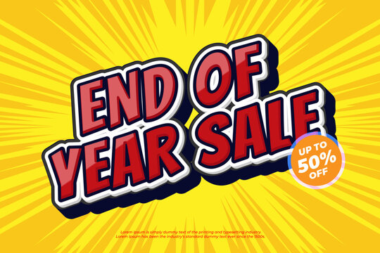 End of year sale banner template design. Big sale event with comic style for social media and website