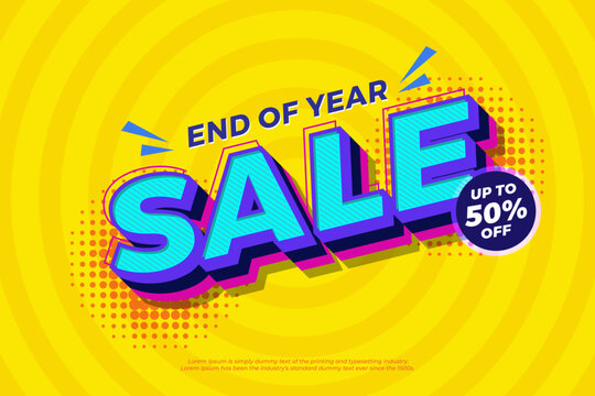 End of year sale poster, sale banner design for social media and website