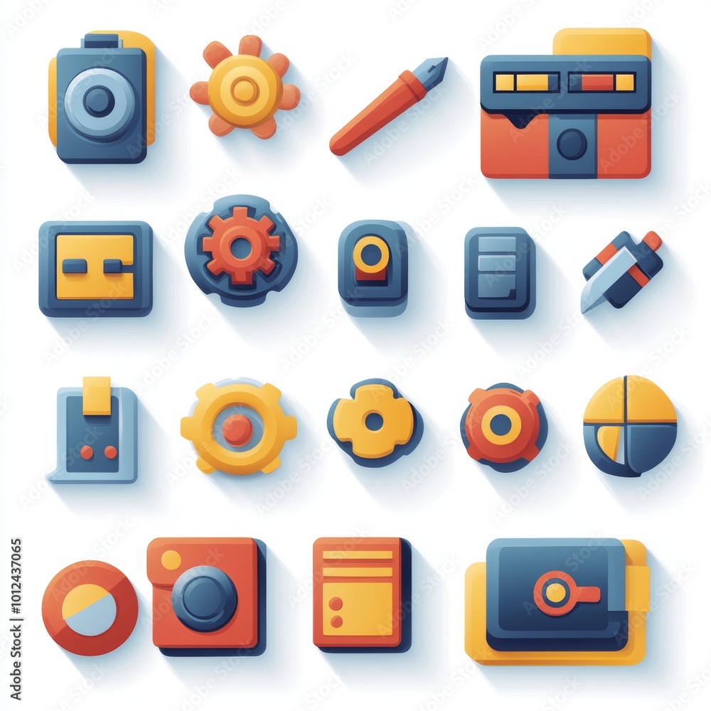 Poster colorful flat design app icons set ui ux kit for mobile web development