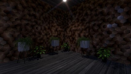 empty room wall nature material 3d render background