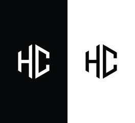 Minimalist Hexagonal Letter HC Logo Design