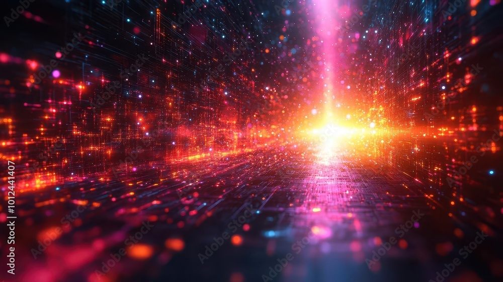 Sticker futuristic 3d abstract technology background bursting with geometric shapes and dynamic lines seamle