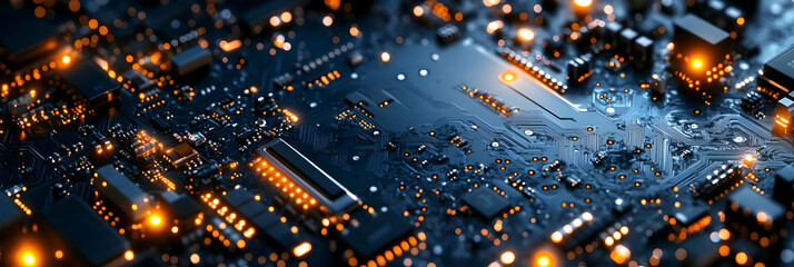 Illuminated Circuit Board Background - Technology Illustration