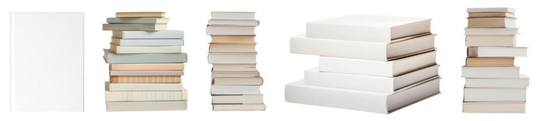 Stack of books png cut out element set