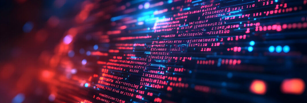 Abstract Background Programming Code Data Stream 3D Illustration