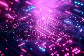 Circuit Board 3D Illustration: Glowing Technology Background