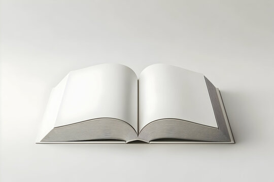 Open Book 3D Illustration - Blank Pages on White Background