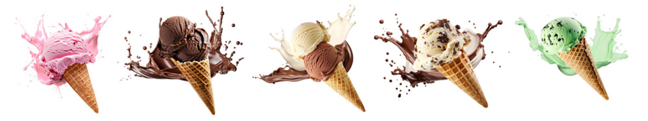 Ice cream png cut out element set