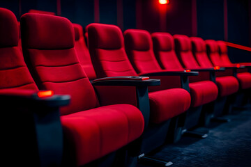 Obraz premium Empty Red Cinema Seats Photo
