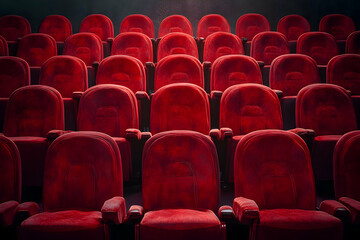 Obraz premium Empty Red Cinema Seats - Realistic Image