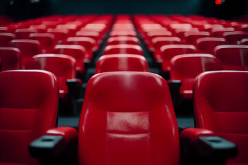 Naklejka premium Empty Red Theater Seats - Photo