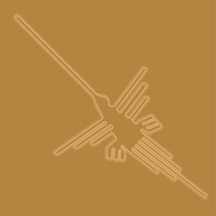 世界遺産ナスカの地上絵のイラスト　線画、ハチドリ　ベクターイラスト