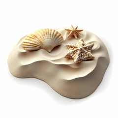 Obraz premium 3D Seashells and Starfish on a Patch of Sand