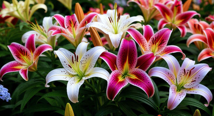 Fototapeta premium Colorful zephyr lily flowers background