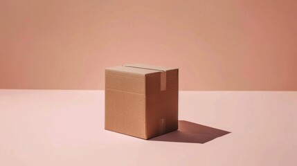 Simple Brown Box on Pink Background