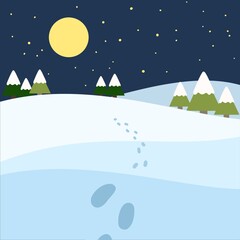 Fototapeta premium Winter illustration,겨울 숲 일러스트