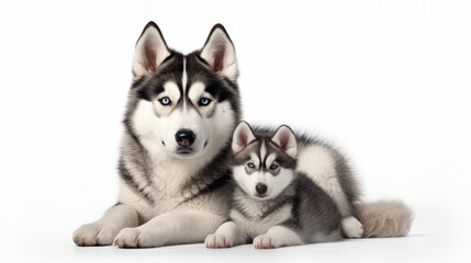 Obraz premium Husky with her little Puppy