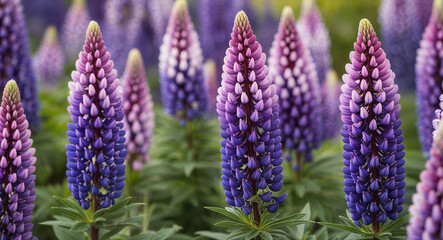 Fototapeta premium Purple lupine flowers background