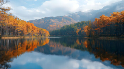 Fototapeta premium Golden Autumn Reflections - Photo