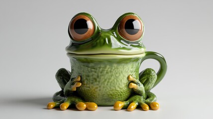 Cute Green Frog Ceramic Mug - Animal Figurine Home Decor