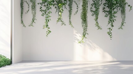 Obraz premium Serene Indoor Space with Hanging Greenery