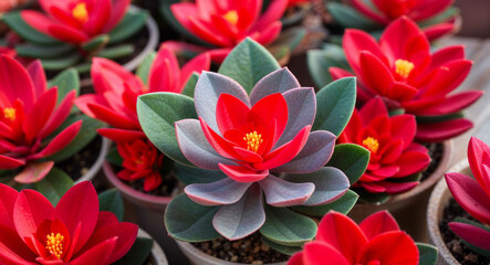 Red kalanchoe flowers background