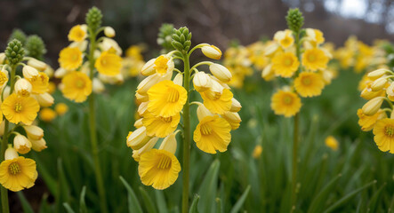 Obraz premium Yellow corydalis flowers background