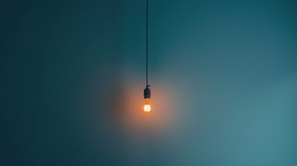 Single Hanging Lightbulb with Soft Background Glow