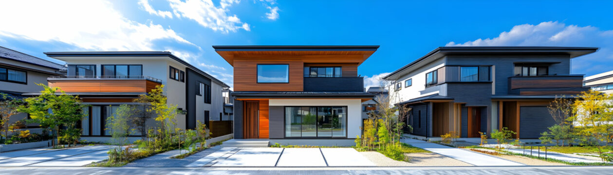 Modern Japanese Houses Photo: Exterior Architecture in Residential Neighborhood