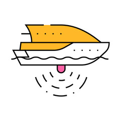 ship with seabed sonar line icon vector. ship with seabed sonar sign. isolated symbol illustration