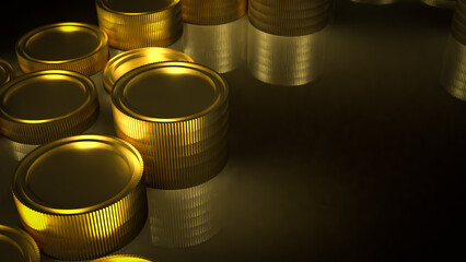 The gold coins on black background  for Business concept 3d rendering