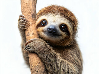 Fototapeta premium Cute Sloth Photo - Brown-throated Sloth Clinging to Branch