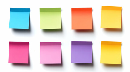 Eight Colorful Blank Sticky Notes Illustration