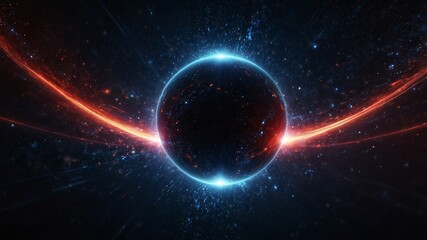Fototapeta premium Cosmic Tech-Themed Background with Radiant Sphere and Particle Effects