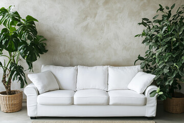 green plants modern living room wall