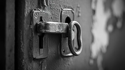 Close Up of an Old Door Lock and Keyhole