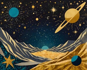 Fototapeta premium Abstract Grungy Space Moonscape