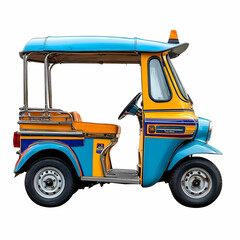Obraz premium Blue and Yellow Tuk Tuk Photo Isolated on White