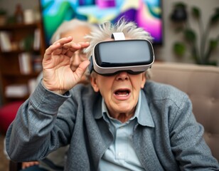 Elderly people using virtual reality